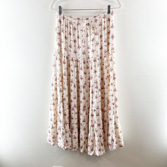 Free People Floral Maxi Skirt - White and Pink - Picture 2 of 10